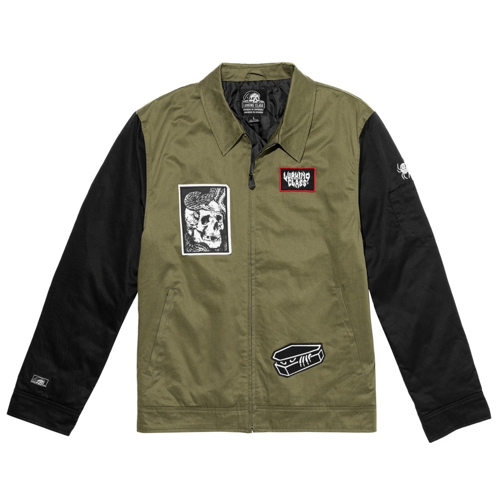 Men's Olive and Black Graphic Jacket - Picture 2 of 8